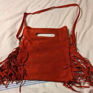 Red suede fringe handbag/purse